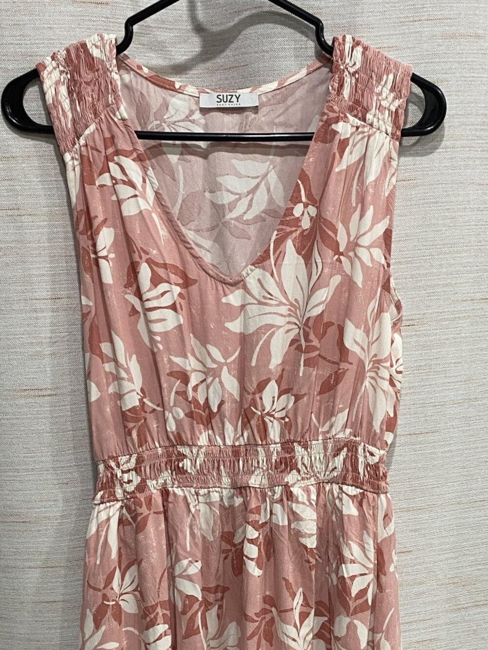 Suzy Sheir Dress Pink White Medium Womens (285)
